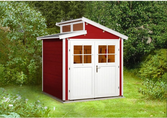 WEKA Holz-Gartenhaus 226 Gr. 1 in Schwedenrot mit Pultdach und Massivholzfußboden, B/H/T: 237 x 252 x 209 cm - Bild 1
