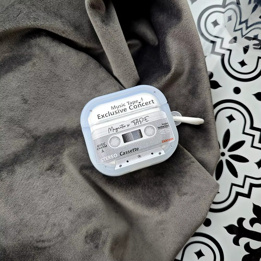 Apple AirPods Pro 3 Retro-Kassettenbandhülle im Vintage-Musik-Stil mit Schlüsselanhänger - Bild 3