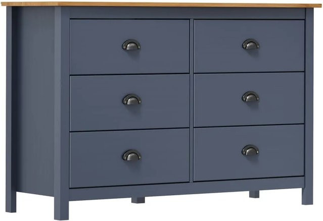 vidaXL Sideboard Hill aus Massivholz Kiefer in Grau, B/T/H: 125 x 40 x 80 cm - Bild 1