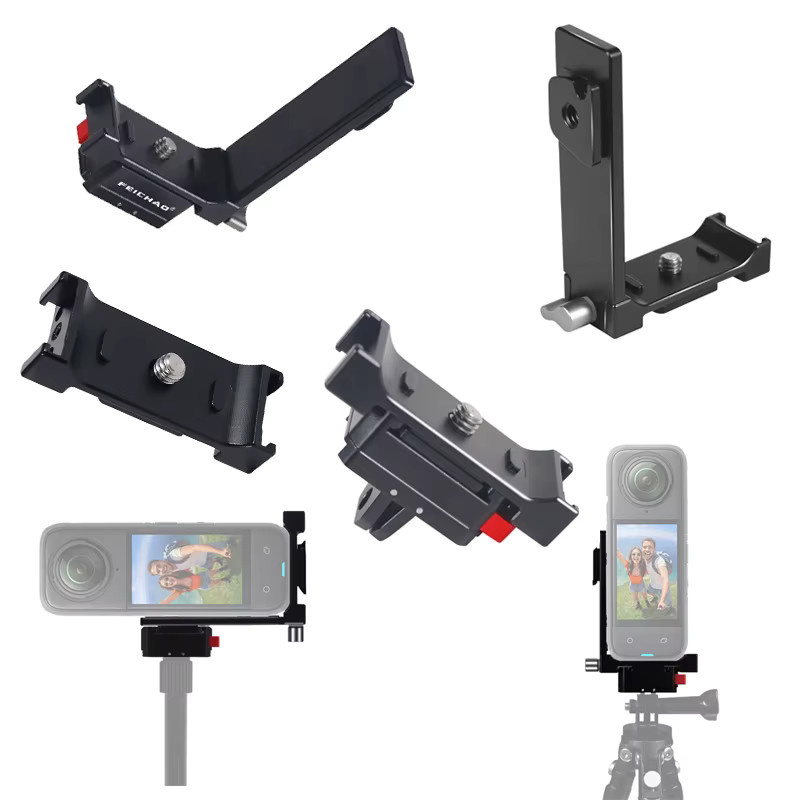 Insta360 Magnetischer Stativadapter für X4 X3 X2 Action Kameras in Schwarz für vertikale und horizontale Aufnahmen mit Schnellspanner und L-Platte - Bild 5