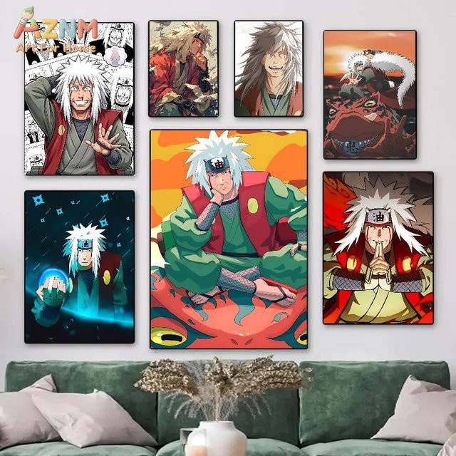 AZNM Naruto Anime-Leinwandgemälde Jiraiya Toad Sage und Gamabunta Wandkunst ohne Rahmen in Mehrfarbig - Bild 1