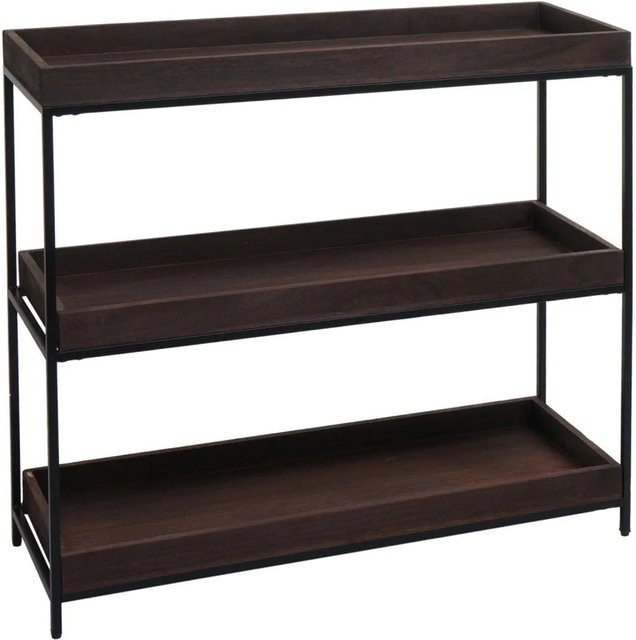 Standregal MCW-K71 aus Paulowniaholz und Metall in Braun mit 3 Ablagen, B/T/H: 90 x 35 x 100 cm - Bild 2