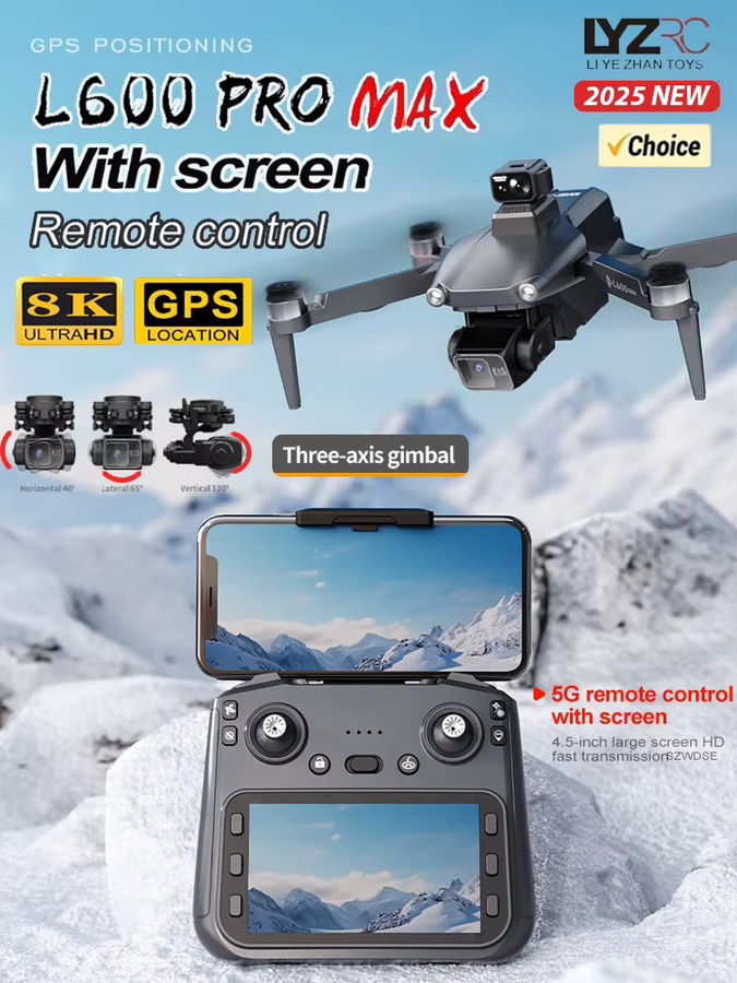 WDSZKMYF L600 Pro MAX Drohne mit 8K HD Kamera, 3-Achsen Gimbal, GPS, Hindernisvermeidung und 5G WIFI FPV, Grau - Bild 7