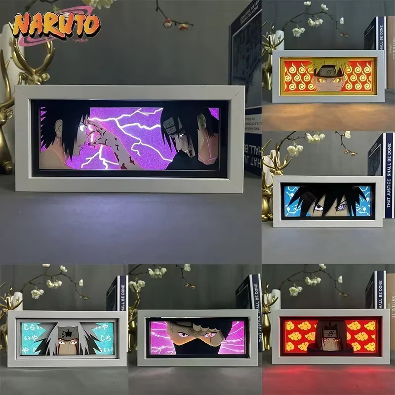 Naruto Anime Papierschnitzlampe mit Uchiha Sasuke Itachi und Kak Kakashi als dekoratives Nachtlicht für dein Schlafzimmer in Mehrfarbig - Bild 2