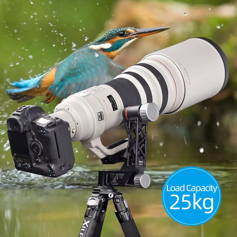 Professioneller 360-Grad-Panorama-Gimbal-Kopf für Stativ, DSLR-Kamera und Teleobjektiv, Schwarz - Bild 3