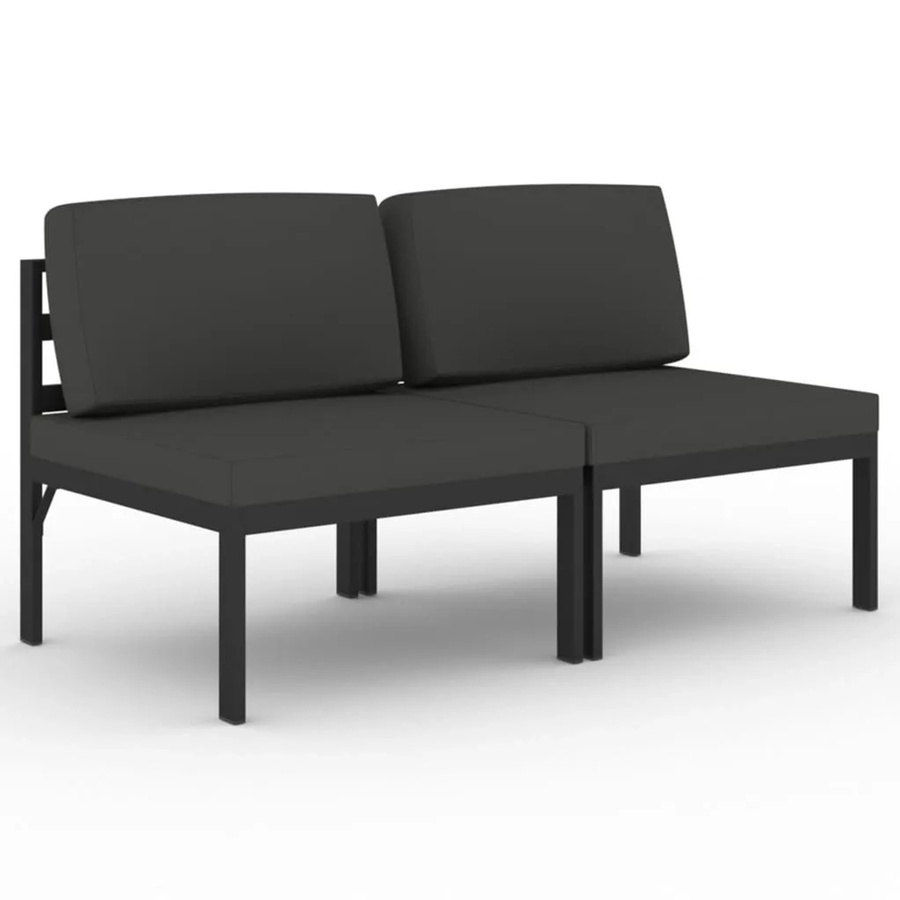 vidaXL Gartensofa 2-Sitzer aus Aluminium mit Polsterkissen in Anthrazit - Bild 2
