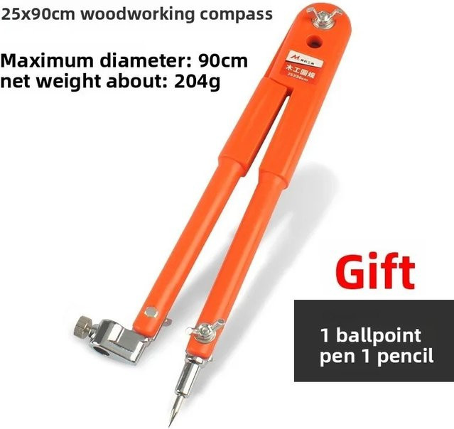 Kreisförmiger Bleistift-Zirkel in Orange für Schule und Büro, Durchmesser: 25 cm - Bild 1
