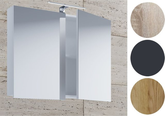 VCM Badschrank Badinos Spiegelschrank mit zwei Drehtüren und Fachböden, glänzend, H x B x T: 59 x 60 x 12 cm - Bild 1