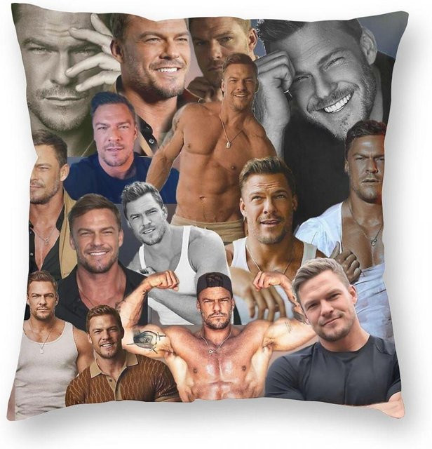 Alan Ritchson Fotocollage Kissenbezug aus Polyester und Leinen mit Reißverschluss, B/B: 40 x 40 cm, Multicolour - Bild 1