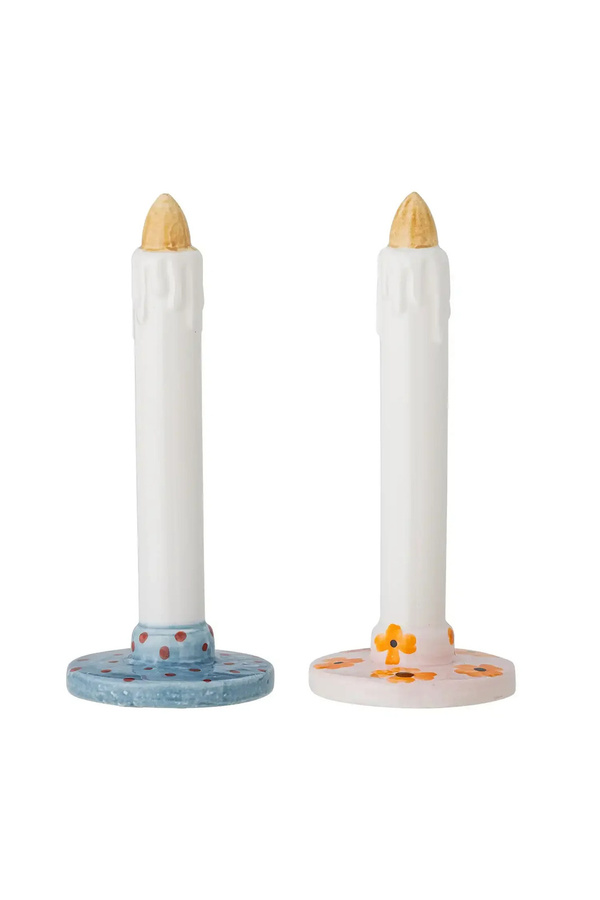 Bloomingville Heida Set Dekorationskerzen aus Keramik in Blau mit Punktmuster im skandinavischen Design - Bild 1