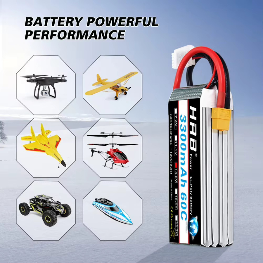 HRB LiPo Batterie 14,8 V 4S 3300 mAh mit XT60 Anschluss für RC FPV Flugzeuge, Drohnen, Racing Boote und Autos - Bild 4