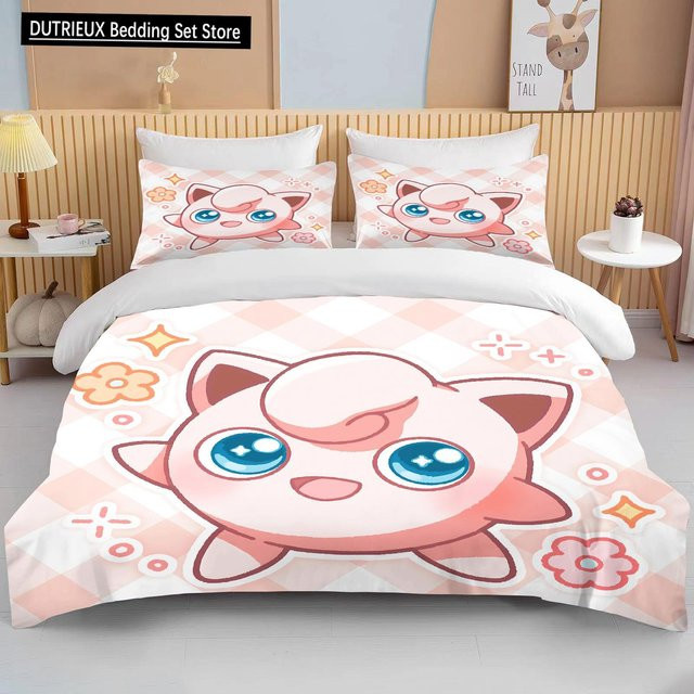 Pokémon Bettwäsche-Set mit Jigglypuff-Print von Lodestar in Rosa, bestehend aus 1 Bettbezug und 2 Kissenbezügen, aus Mikrofaser, B/H: 240 x 220 cm - Bild 1