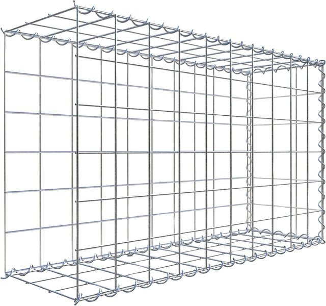 Gabiona Gabione-Anbaukorb Typ 2 aus Stahl in Silbergrau, B/T/H: 60 x 100 x 30 cm, Maschenweite 10 x 10 cm - Bild 1