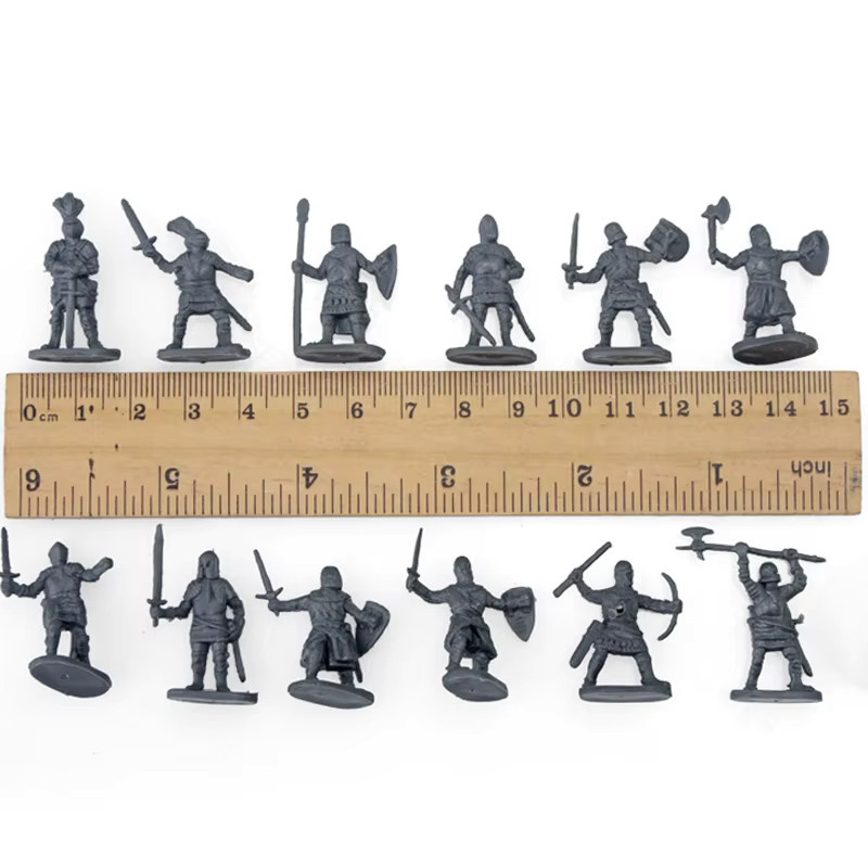 TMZ 100er Set Miniatur Soldaten im mittelalterlichen Ritterstil, Farbe Grau, Dekorative Modellfiguren für Sammler und Battlefield-Simulationen - Bild 5
