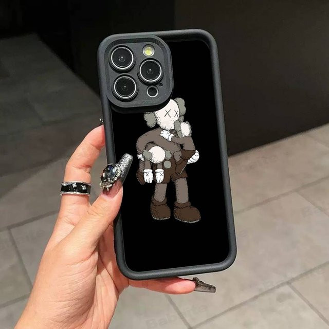 Modische K-Kaws Silikonhülle für iPhone 11 bis iPhone 17 Pro Max in Schwarz - Bild 1