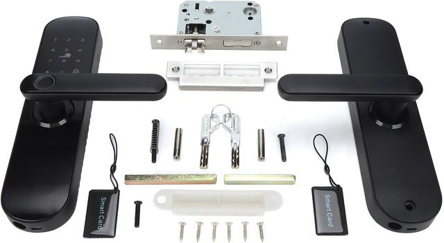 Smartes Türschloss mit Fingerabdruck, Kartenleser und Passwortfunktion, wasserdichtes digitales Schloss für Balkon und Zuhause - Bild 1