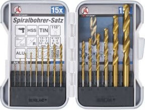 BGS HSS-Spiralbohrer-Set titan-nitriert in Gold, 15-teilig, 1,5 - 10 mm - Bild 1