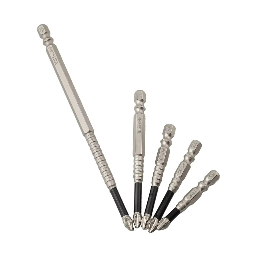 DAZZLEEX 5/6er Set Kreuz Magnetische Schraubendreher Bits aus Legiertem Stahl PH2 mit Anti-Slip-Funktion und langer Bohrung - Bild 2