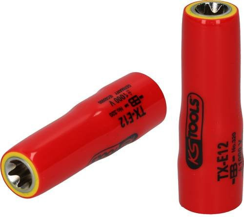 KS Tools 3/8" TX-E8 Stecknuss mit Schutzisolierung, lang, rot - Bild 1