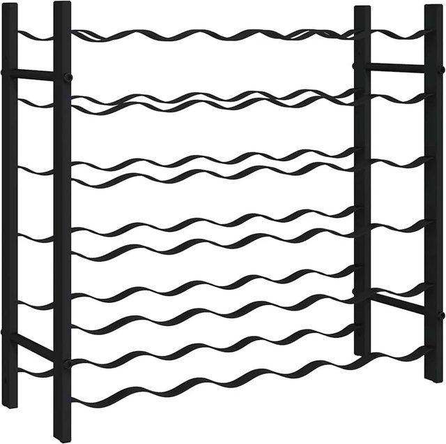 VidaXL Weinregal aus Eisen in Schwarz für 36 Flaschen, industrielles Design, B/T/H: 58,5 x 22,0 x 64,0 cm - Bild 1