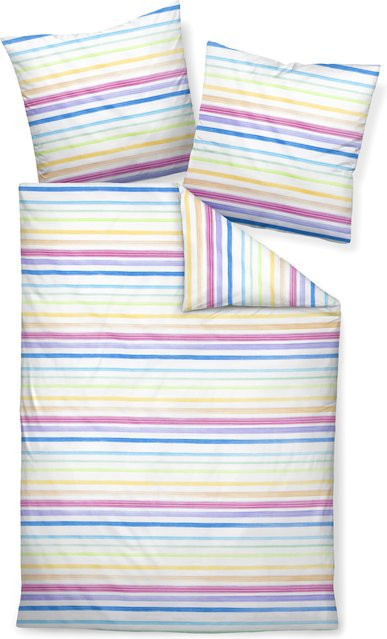 Bettwäsche PALERMO Mako-Satin aus Baumwolle mit grafischem Design in Multicolour, bestehend aus Bettbezug und Kissenbezug, Breite: 135 cm, Höhe: 200 cm, Kissen: 80 x 80 cm - Bild 1