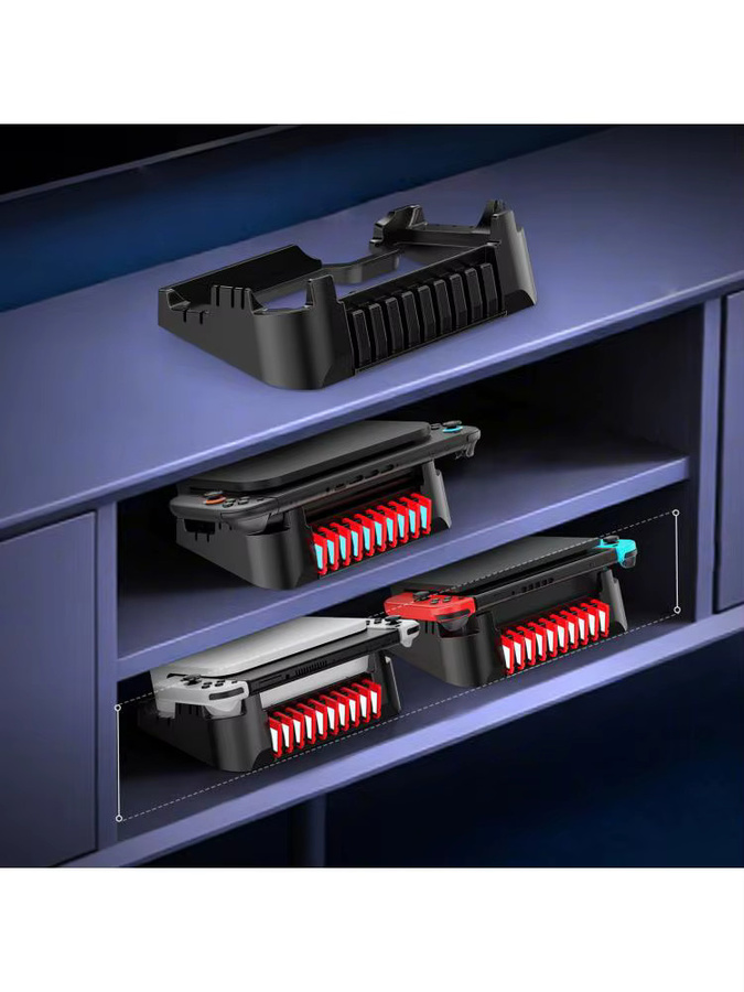ALLOYSEED Aufbewahrungsregal für Nintendo Switch und Switch OLED, horizontaler Basisständer in Schwarz - Bild 5