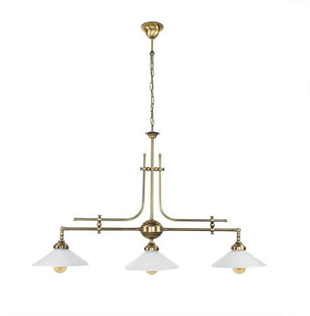Licht-Erlebnisse Billardleuchte im Jugendstil aus Messing und Glas, 3-flammig, Farbe Gold/Messung/Bronze, Breite: 104,5 cm, Fassung E27