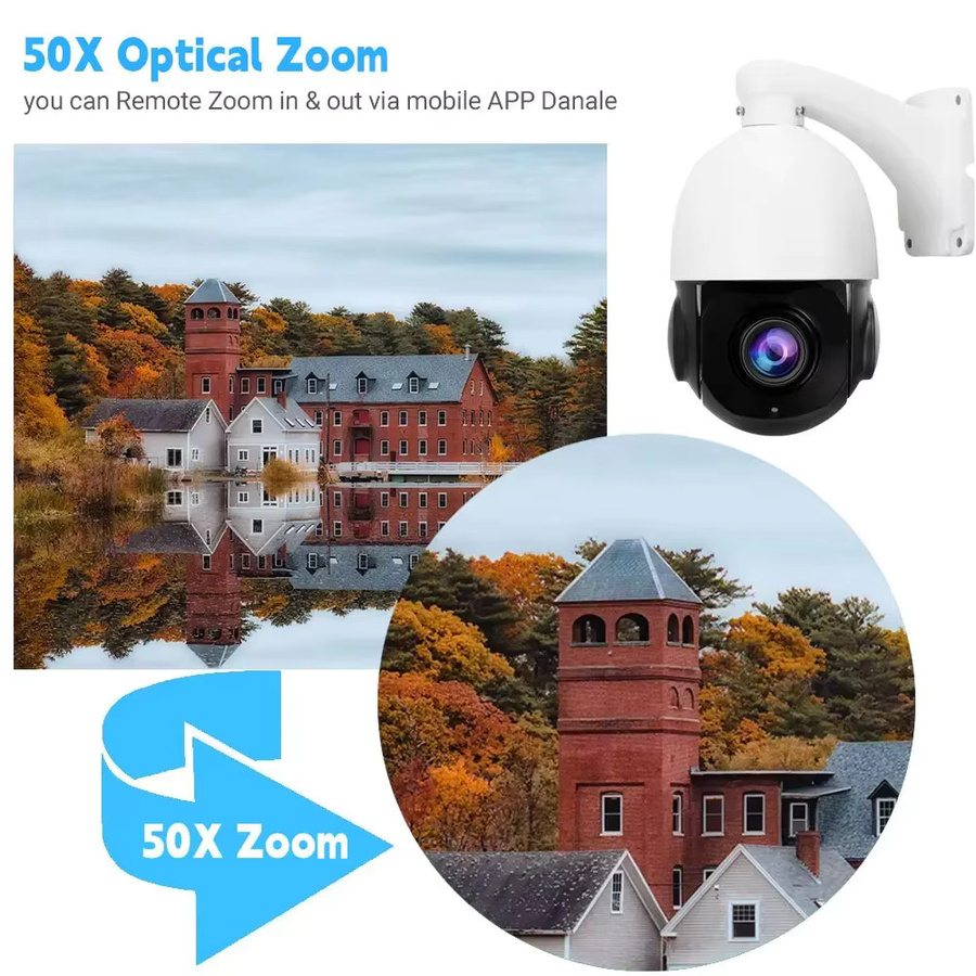 NINIVISION 4K HD PTZ Speed Dome IP Kamera mit 50x optischem Zoom, AI Menschliche Erkennung und POE, Weiß - Bild 6