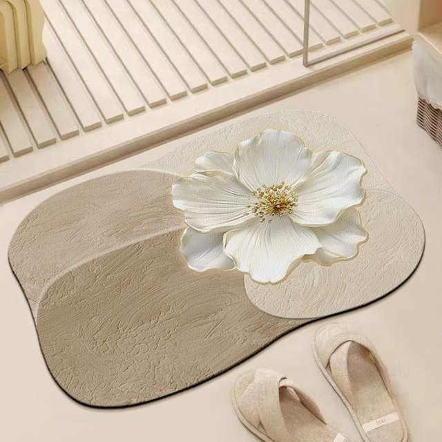 Saugfähige Badezimmermatte von Yiran Furniture mit Blumenmuster, schnelltrocknend und rutschfest, B/B: 40 x 60 cm - Bild 1