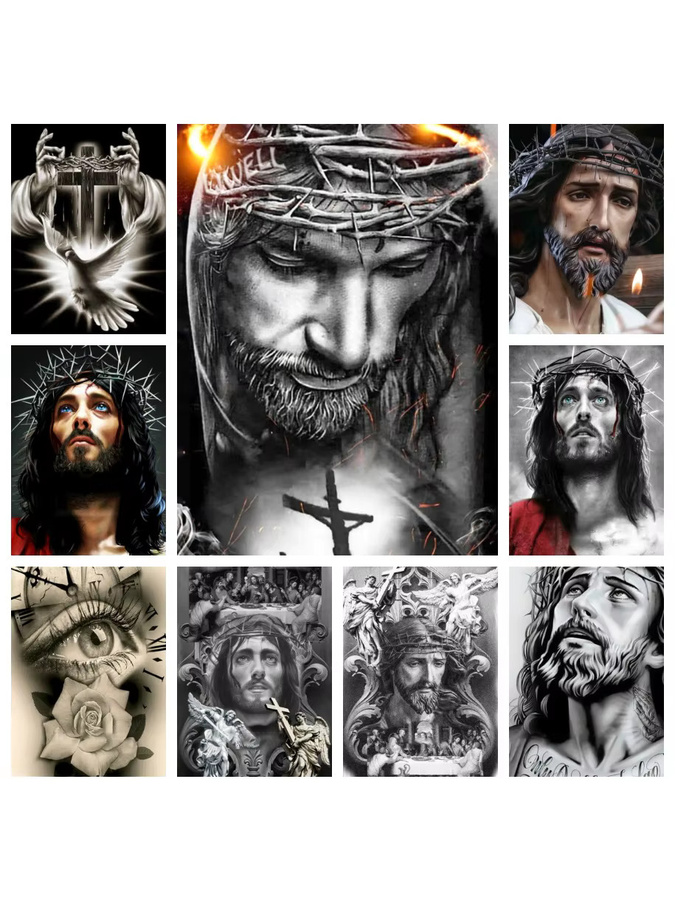 YUTTEE Diamantmalerei Kit Jesus 5D DIY Kreuzstich Mosaik Stickerei in Multicolour, Breite: 30,0 cm, Höhe: 20,0 cm - Bild 3