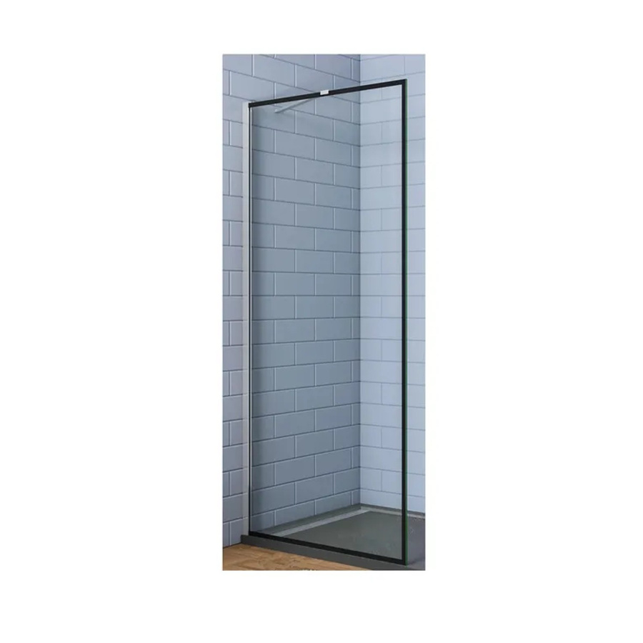 Duschparadies Walk In Duschabtrennung aus Klarglas mit Schwarzrahmen und Stabilisierungsstange, B/T/H: 120 x 200 cm, 8mm Nano Glas - Bild 2