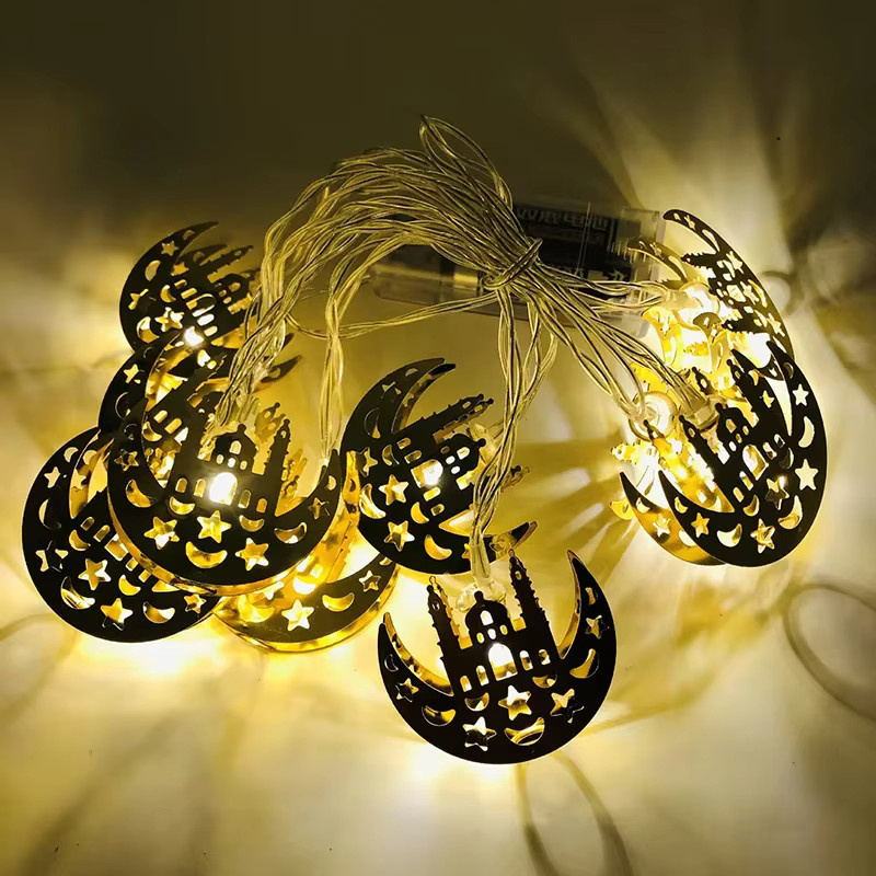 Runtow LED-Lichterkette mit Mond und Sternen in Gold/Messing für Ramadan und Eid Al-Fitr Dekoration - Bild 3