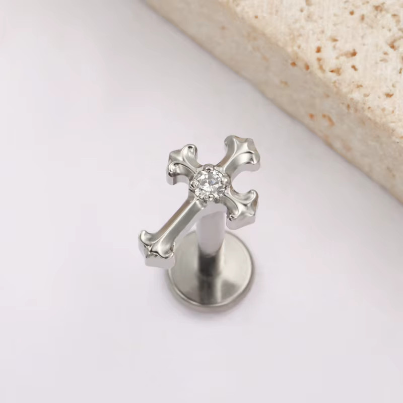 ZOORBODY JEWELRY Labret Ohrstecker Titan, Zirkonia, Unisex - Bild 1