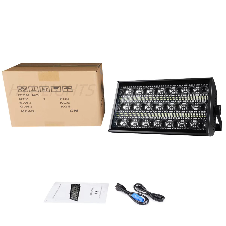 HYULIGHTS 300 W LED Bühnenbeleuchtung RGBW 4in1 mit Stroboskop-Effekt und DMX-Steuerung, Schwarz - Bild 3