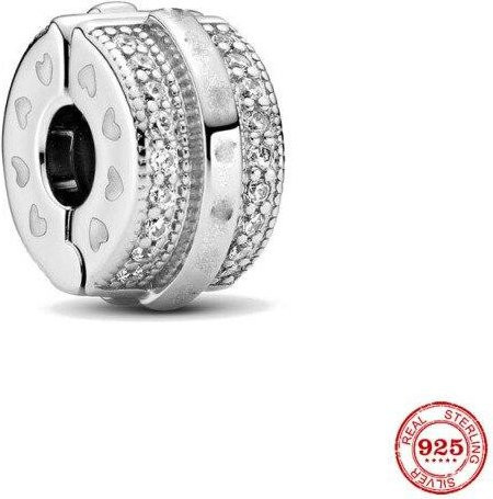 Charm Clip, Silberfarben, Weiß, Zirkonia, Kristall, Damen - Bild 1