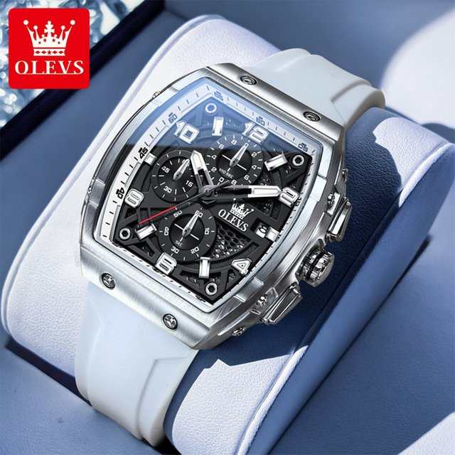 OLEVS Chronograph, Quarzuhr, Silikonarmband, Schwarz, Herren - Bild 1