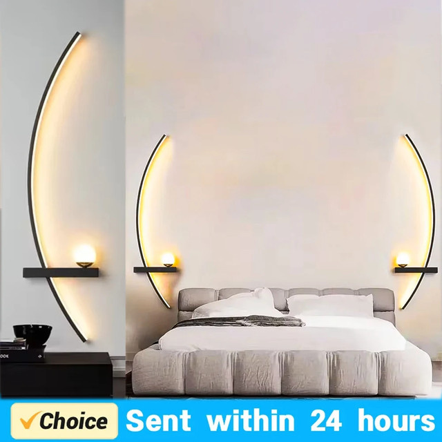 Sanoni Moderne LED-Wandlampe Minimalistische Streifen-Wandleuchte mit integriertem LED für Schlafzimmer und Wohnzimmer - Bild 1