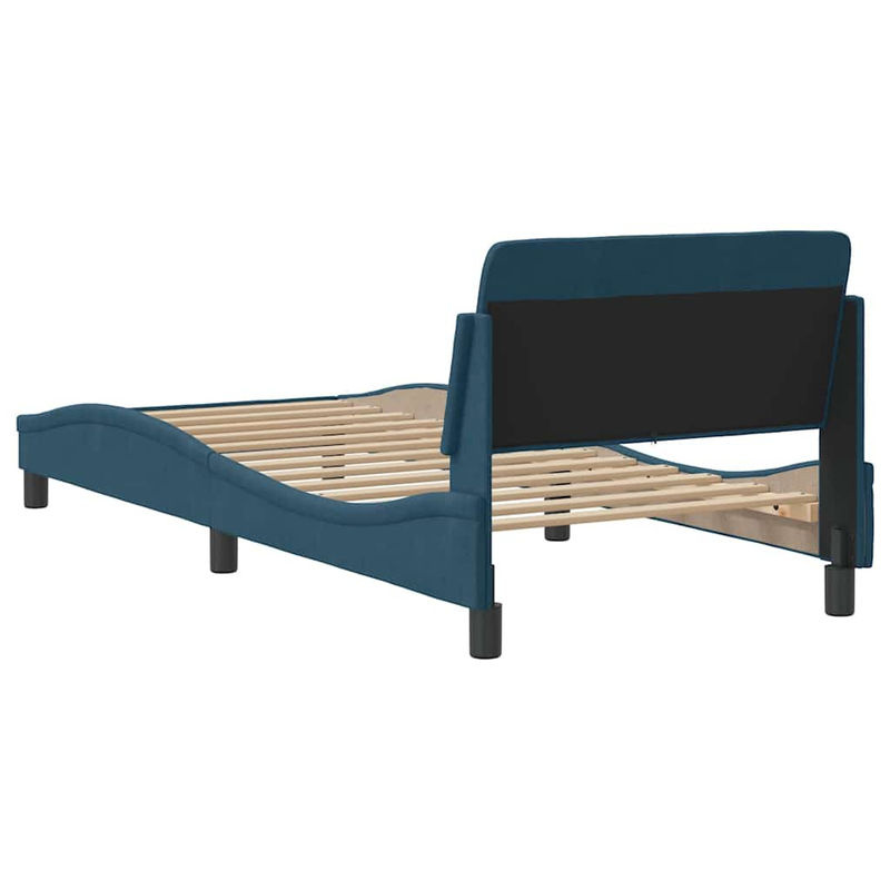 vidaXL Bettgestell mit Kopfteil aus Samt in Blau, B/T/H: 90 x 190 cm - Bild 2