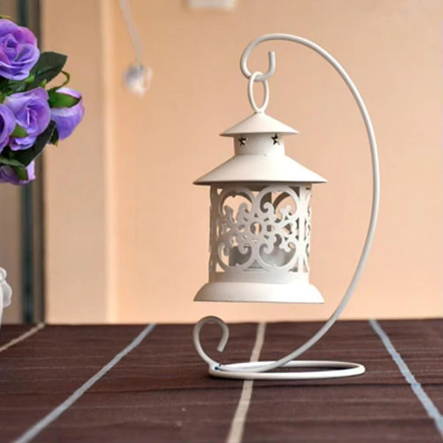 Shunmaii Hängender Kerzenhalter aus Schmiedeeisen im Vintage-Design in Weiß für Teelichter und Tischdekoration - Bild 3
