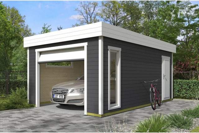 Lasita Garage Bahamas 2 Doppelgarage mit Sektionaltor und Flachdach in Carbongrau, B: 360 cm x T: 540 cm - Bild 1
