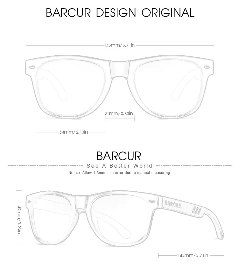 BARCUR Sonnenbrille Vollrand, Square - Bild 3