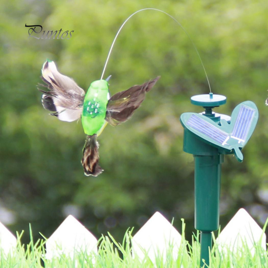 Solarbetriebener fliegender Kolibri als Gartenornament für Hof und Garten, mehrfarbig - Bild 2