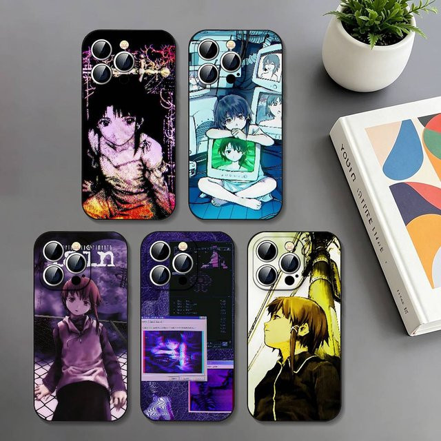 Schwarze stoßfeste Handyhülle Serial Experiments Lain für Apple iPhone 11 bis iPhone 17 Pro Max Plus Mini - Bild 1
