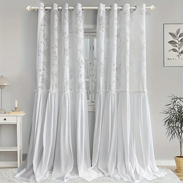 CENTURyMiG Transparentes Vorhang-Set im japanischen Stil mit Schmetterlingsausschnitt, Farbe: Transparent/Weiß, B: 100 cm, H: 200 cm - Bild 1