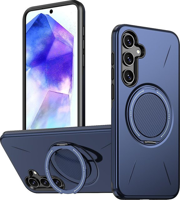 Stoßfeste Samsung Galaxy Handyhülle mit drehbarem und faltbarem Magnetständer in Blau für Galaxy A55 A16 A56 A36 A26 A14 A15 A35 A17 5G - Bild 1
