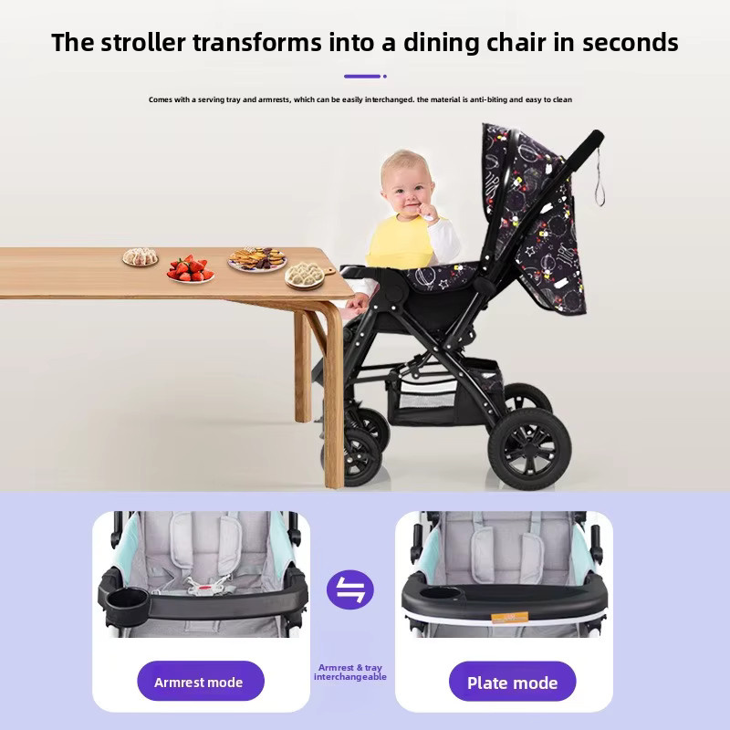 Stoßdämpfender und faltbarer Babykinderwagen mit umkehrbarem Sitz für Neugeborene und Kleinkinder - Bild 1