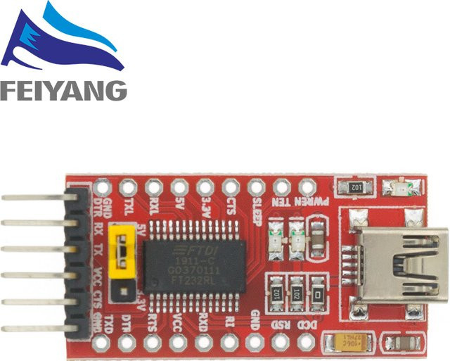 SAMIROB USB zu TTL Download-Kabel FT232RL serieller Adapter mit USB-C Anschluss, 5 V und 3,3 V, Farbe: Rot - Bild 1