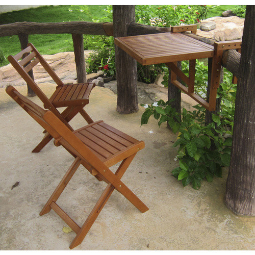 GARDEN PLEASURE Balkon-Hängetisch-Set Berkeley aus Holz, 3-teilig, braun - Bild 2