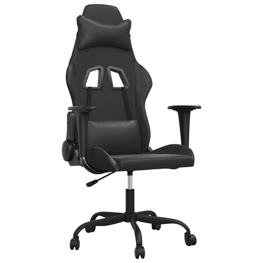 vidaXL Gaming-Stuhl mit Massagefunktion in Schwarz aus Kunstleder mit Armlehnen und 360-Grad-Drehfunktion - Bild 2