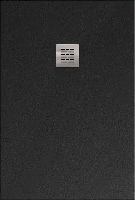 Stano Duschwanne Sierra aus Mineralguss, extra flach, Schwarz, B/T: 100 x 180 cm, mit Ablaufschutz in Chrom und Anti-Slip-Funktion - Bild 1